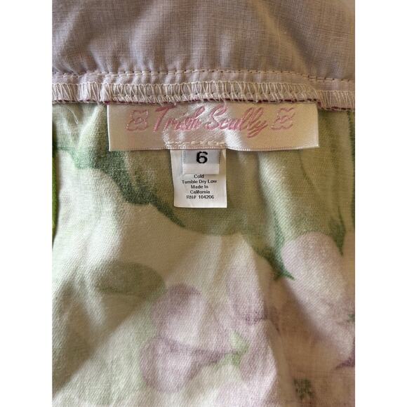 Trish Scully Girls Toddler Dress 6 Purple Green Floral Cotton Tiered Ruffle VTG - Picture 3 of 12